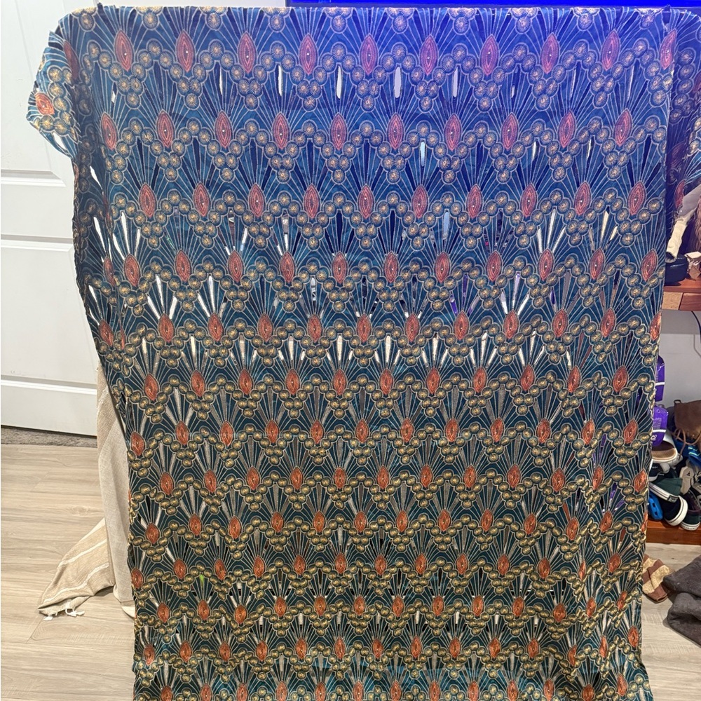 Pier 1 Imports Turquoise Boho Curtain Panels (2) Azure embroidery